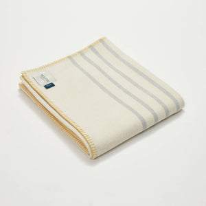 Open image in slideshow, Grey Stripe Recycled Cotton Blanket - Yellow Stitch
